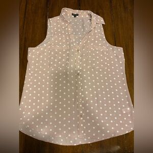 Express Pink Polka Dot Sleeveless Blouse